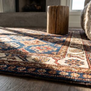 Antique Kazak Hallway Runner Wool Coral Rug (SKU 18866) - in-room detail