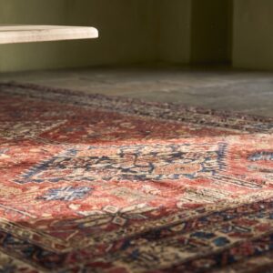 Antique khamse Hallway Runner Wool Red Rug (SKU 17991) - in-room detail
