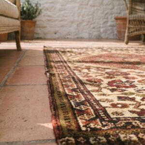 Antique khamse Small Scatter Size Wool Ivory Rug (SKU 18207) - in-room detail