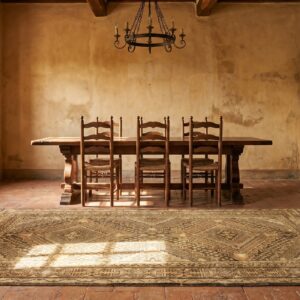 Antique Khotan Allover Geometric East Turkestan Hand Knotted Pile Brown Color Gallery Rug (SKU 20031) - room view