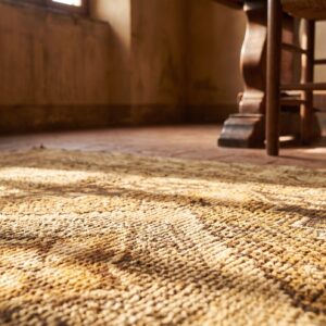 Antique Khotan Allover Geometric East Turkestan Hand Knotted Pile Brown Color Gallery Rug (SKU 20031) - in-room detail
