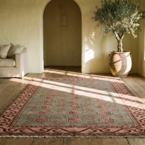 Antique Khotan Allover Geometric Pomegranate Pattern East Turkestan Hand Knotted Pile Rug (SKU 21228) - room view