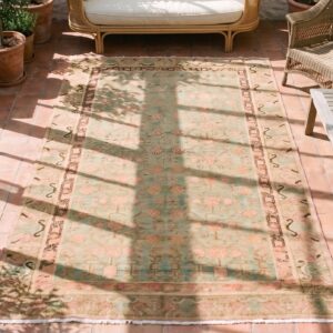 Antique Khotan East Turkestan Allover Pomegranate Design Hand Knotted Pile Rug (SKU 21229) - styled overhead view
