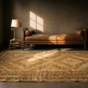 Antique Khotan Room Size Wool Pile East Turkestan Yellow Rug (SKU 20034) - room view