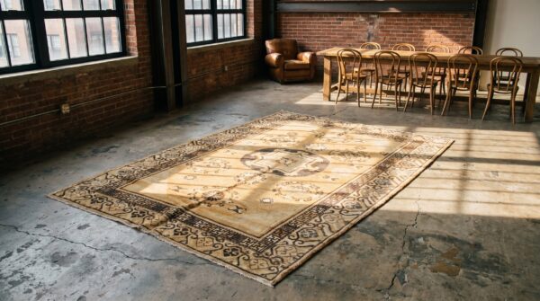 Antique khotan small scatter size wool pile east turkestan rug 7 Antique khotan small scatter size wool pile east turkestan rug (sku 19647) - room view