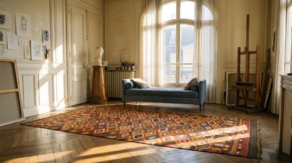 Antique kilim afghanistan flat weave rug 7 Antique kilim afghanistan flat weave rug (sku 23254) - room view