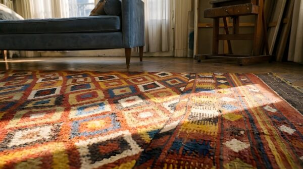 Antique kilim afghanistan flat weave rug 8 Antique kilim afghanistan flat weave rug (sku 23254) - in-room detail