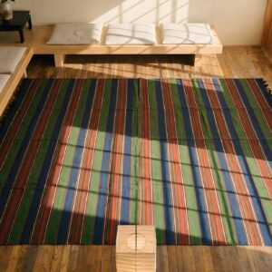 Antique Kilim - Anatolian Turkish Knotted Rug (SKU 22771) - styled overhead view