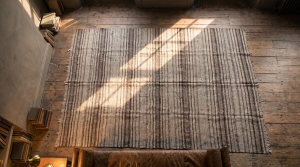 Antique kilim - n. W. Persian persian brown 1930s rug (sku 19535) - styled overhead view