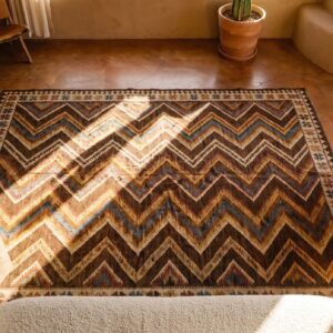 Antique Kilim - N.W. Persian Persian Multicolor 1900s Rug (SKU 21690) - styled overhead view
