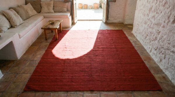 Antique kilim - n. W. Persian red 1940s rug 2 Antique kilim - n. W. Persian red 1940s rug (sku 20377) - styled overhead view