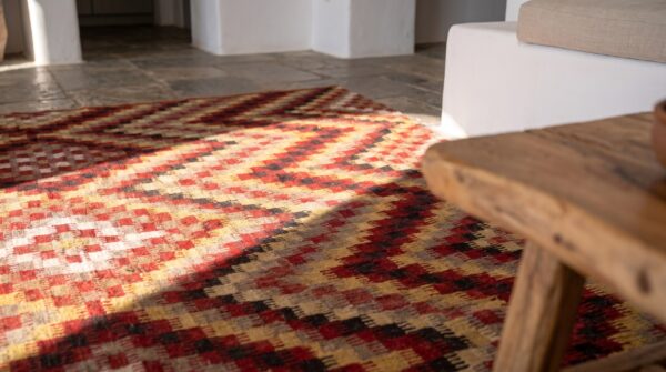 Antique kilim - oushak room size wool multicolor rug (sku 20985) - in-room detail