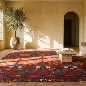 Antique Kilim - Oushak Room Size Wool Red Rug (SKU 22642) - room view