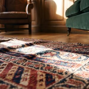 Antique Kilim - Senneh Persian Multicolor 1880s Rug (SKU 22723) - in-room detail