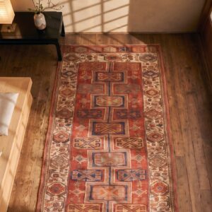 Antique Konya Hallway Runner Wool Coral Rug (SKU 20992) - in-room detail