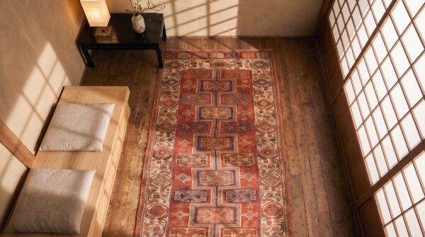 Antique konya hallway runner wool coral rug 10 Antique konya hallway runner wool coral rug (sku 20992) - in-room detail