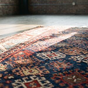 Antique Kurdish Blue Wool Hallway Runner Rug (SKU 21542) - in-room detail