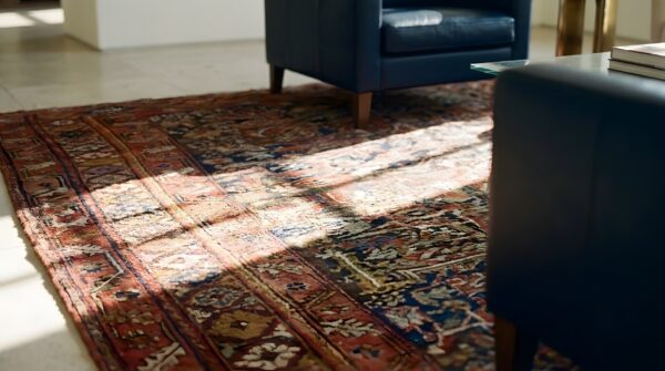 Antique kurdish carpet wool brown rug 11 Antique kurdish carpet wool brown rug (sku 22847) - in-room detail