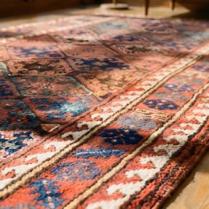 Antique Kurdish Wool Coral Rug (SKU 22860) - in-room detail