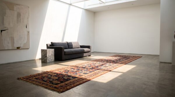 Antique kurdish hallway runner wool blue allover rug (sku 21098) - room view