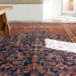 Antique Kurdish Hallway Runner Wool Blue Tribal Rug (SKU 18190) - in-room detail