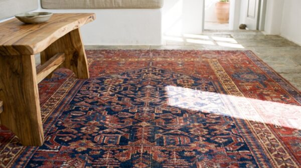 Antique kurdish hallway runner wool blue tribal rug 9 Antique kurdish hallway runner wool blue tribal rug (sku 18190) - in-room detail