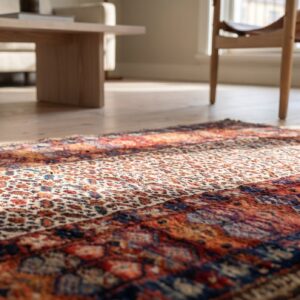 Antique Kurdish Hallway Runner Wool Ivory Rug (SKU 17385) - in-room detail