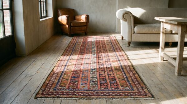 Antique kurdish hallway runner wool multicolor rug (sku 20025) - room view