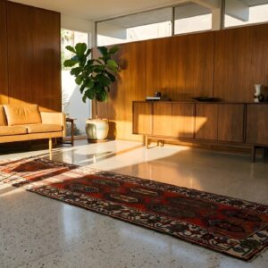 Antique Kurdish Hallway Runner Wool Red Rug (SKU 23999) - in-room detail