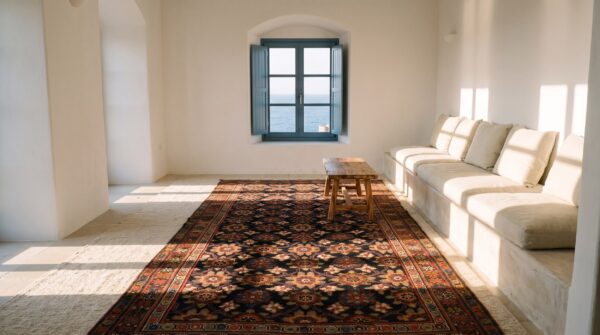 Antique kurdish persian allover floral hand knotted pile rug (sku 25302) - room view