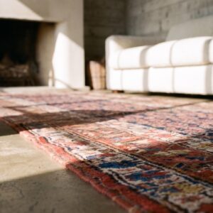 Antique Kurdish Persian Allover Floral Hand Knotted Hallway Runner Rug (SKU 21398) - in-room detail