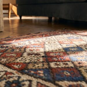 Antique Kurdish Persian Hallway Runner Rug - Allover Tribal Geometric Diamond Pattern (SKU 17884) - in-room detail