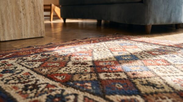 Antique kurdish persian hallway runner rug - allover tribal geometric diamond pattern 9 Antique kurdish persian hallway runner rug - allover tribal geometric diamond pattern (sku 17884) - in-room detail