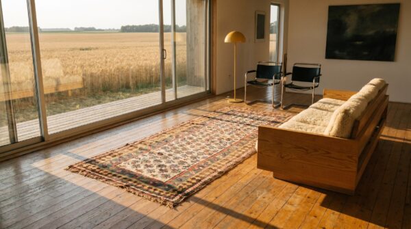 Antique kurdish persian ivory tribal floral hallway runner rug 7 Antique kurdish persian ivory tribal floral hallway runner rug (sku 19579) - room view