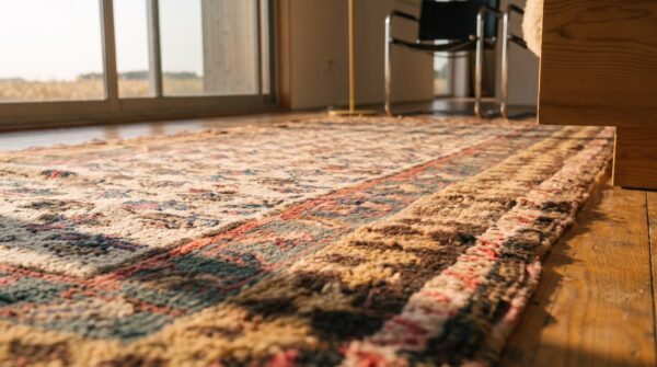 Antique kurdish persian ivory tribal floral hallway runner rug 8 Antique kurdish persian ivory tribal floral hallway runner rug (sku 19579) - in-room detail