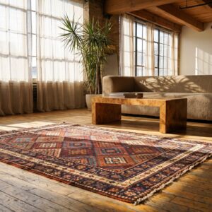 Antique Kurdish Persian Multicolor 1890s Square Rug (SKU 20102) - room view