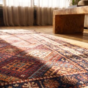 Antique Kurdish Persian Multicolor 1890s Square Rug (SKU 20102) - in-room detail