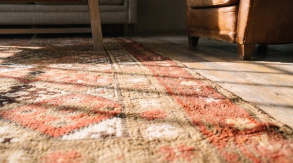 Antique kurdish persian square rug - light earthy brown tribal weaving 7 Antique kurdish persian square rug - light earthy brown tribal weaving (sku 20088) - in-room detail