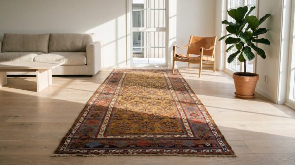 Antique kurdish persian yellow 1880s hallway runner rug 7 Antique kurdish persian yellow 1880s hallway runner rug (sku 19020) - room view