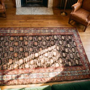 Antique Kurdish Small Scatter Size Wool Rug (SKU 17321) - styled overhead view