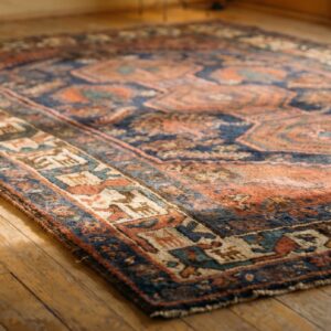 Antique Kurdish Small Scatter Size Wool Blue Rug (SKU 19630) - in-room detail