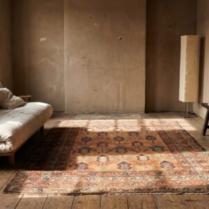 Antique Kurdish Small Scatter Size Wool Coral Rug (SKU 18133) - room view