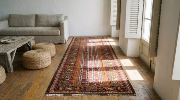 Antique kurdish tribal striped shawl pattern hallway runner persian rug 7 Antique kurdish tribal striped shawl pattern hallway runner persian rug (sku 19250) - room view