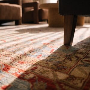 Antique Lahore Indian Knotted Rug with Allover Floral Pattern (SKU 23314) - in-room detail