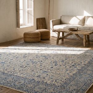 Antique Lahore Indian Ivory 1920s Square Rug (SKU 20437) - room view