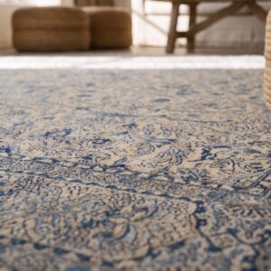 Antique Lahore Indian Ivory 1920s Square Rug (SKU 20437) - in-room detail