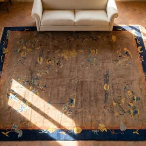 Antique Large Hand Knotted Pile Rug (SKU 24290) - styled overhead view