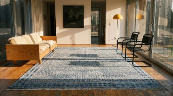 Antique large agra - cotton indian knotted rug (sku 19497) - room view