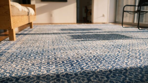 Antique large agra - cotton indian knotted rug (sku 19497) - in-room detail