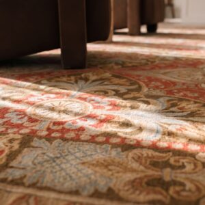 Antique Large Allover Floral Flat Weave Coral Rug (SKU 23454) - in-room detail